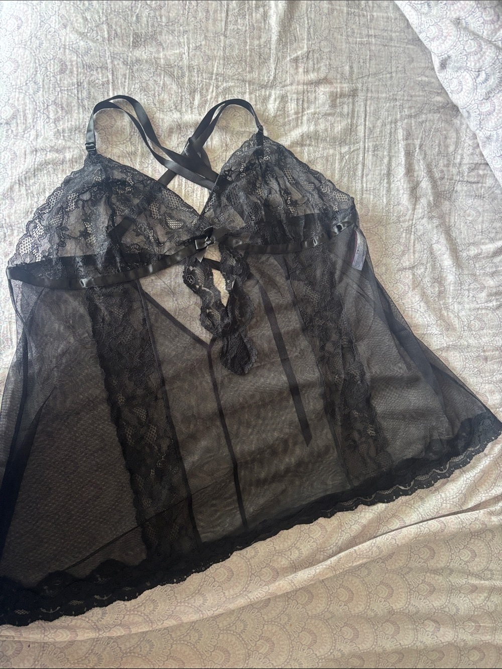 Adore Me Black Lace Sheer Babydoll Chemise - Women's Intimate Sleepwear 1X